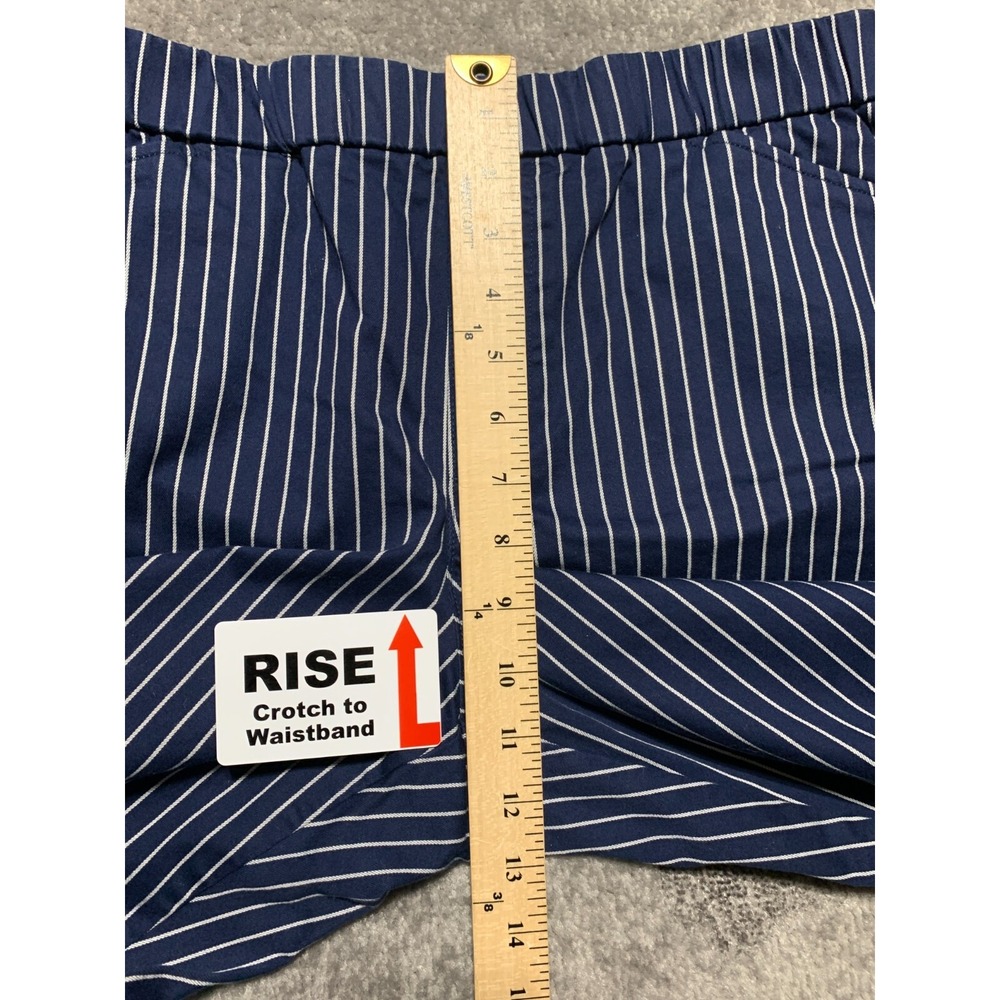 Lands' End‎ Ankle Pants Women Size 14 Navy Mid Rise Pull-On Pinstripe Stretch - Picture 10 of 12